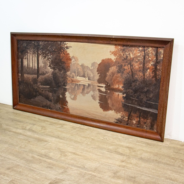 Large Landscape Oil on Board in Brown Tones - Image 2
