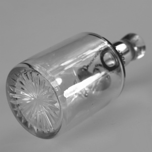An antique novelty English solid silver & blown glass Whiskey Noggin C.1908