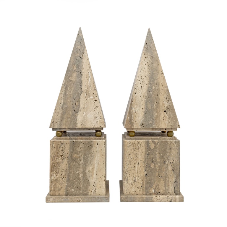 Pair of Italian Minimalist Roman Travertine Obelisk, Italy, 1970 - Image 6
