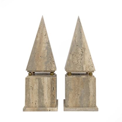 Pair of Italian Minimalist Roman Travertine Obelisk, Italy, 1970 - Image 5
