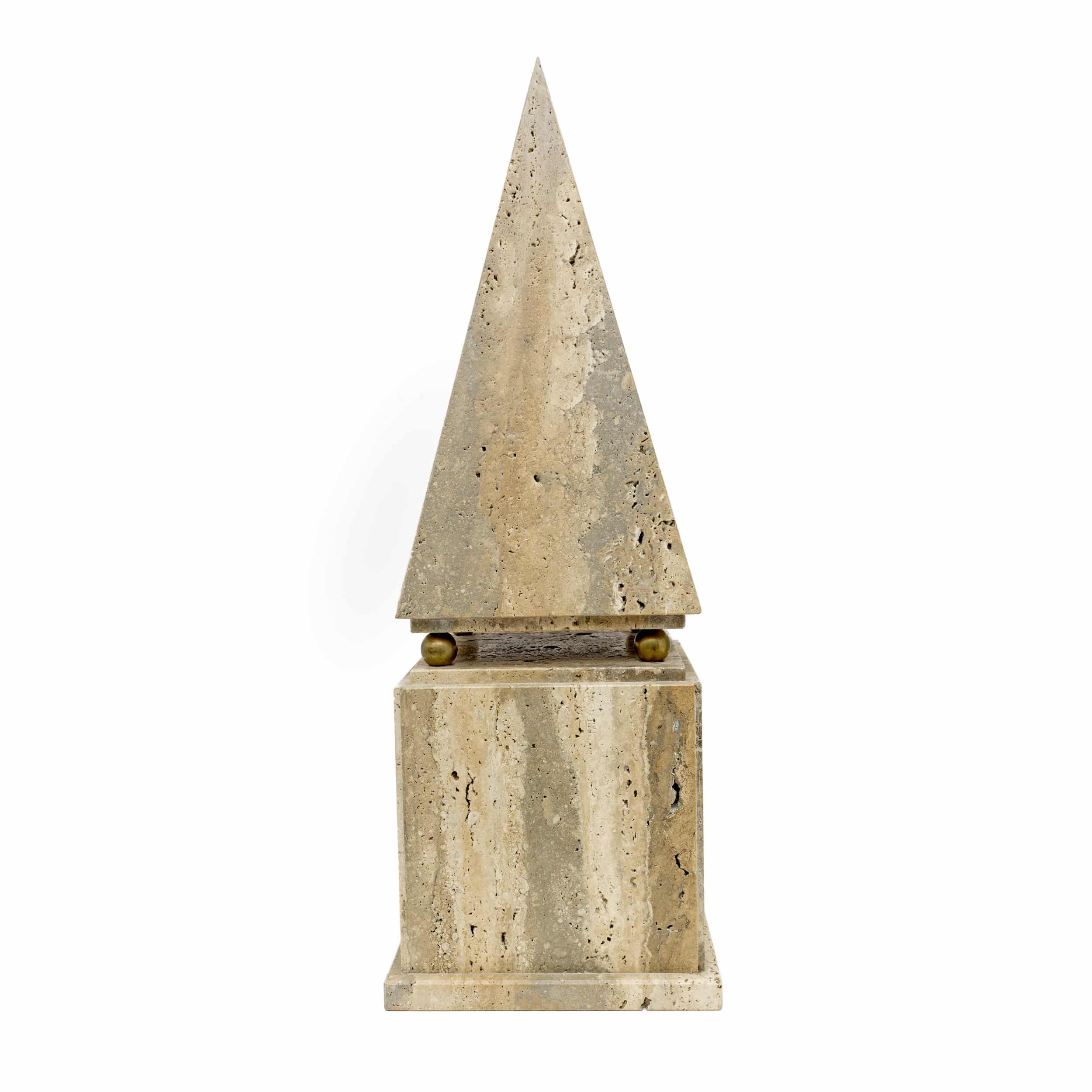 Pair of Italian Minimalist Roman Travertine Obelisk, Italy, 1970