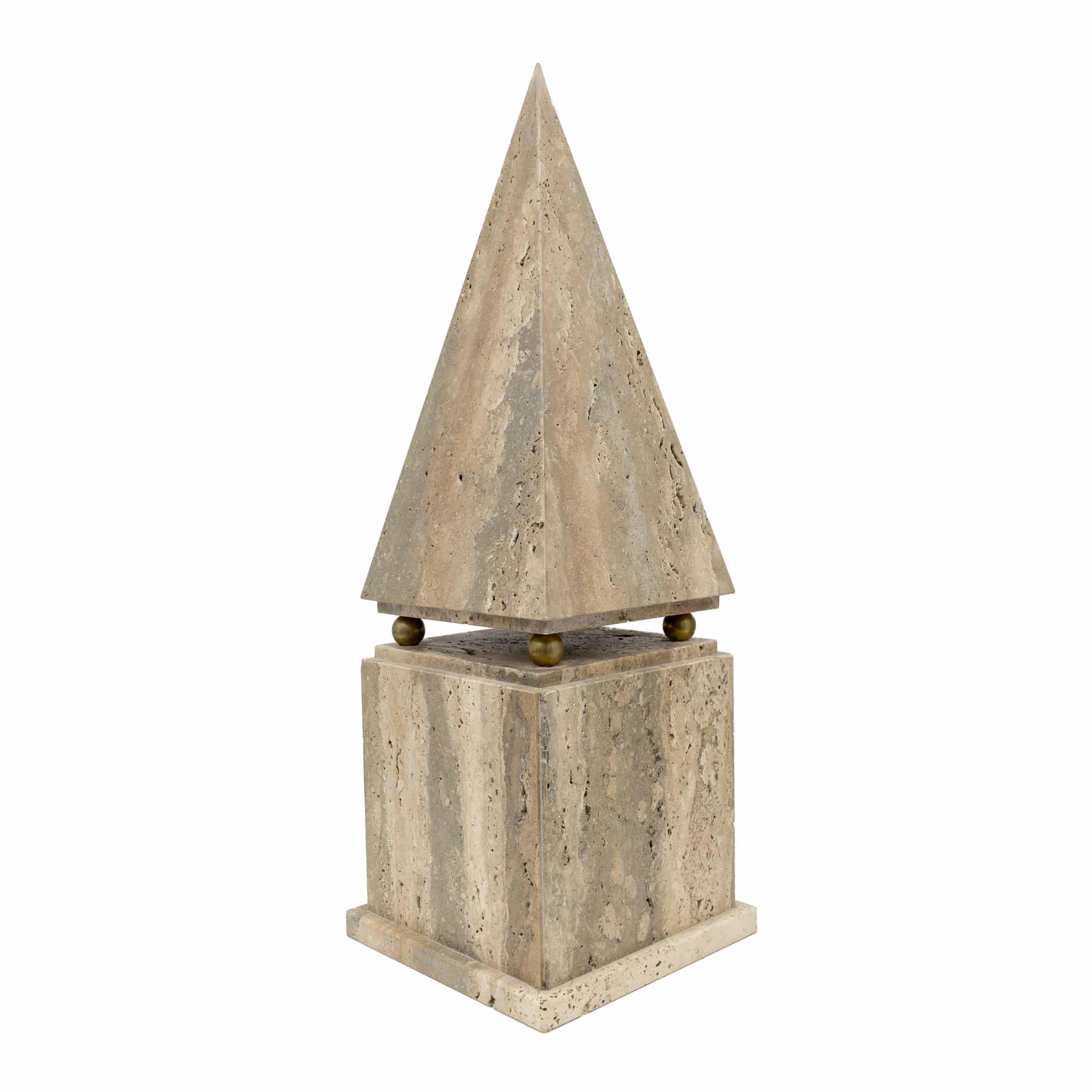 Pair of Italian Minimalist Roman Travertine Obelisk, Italy, 1970
