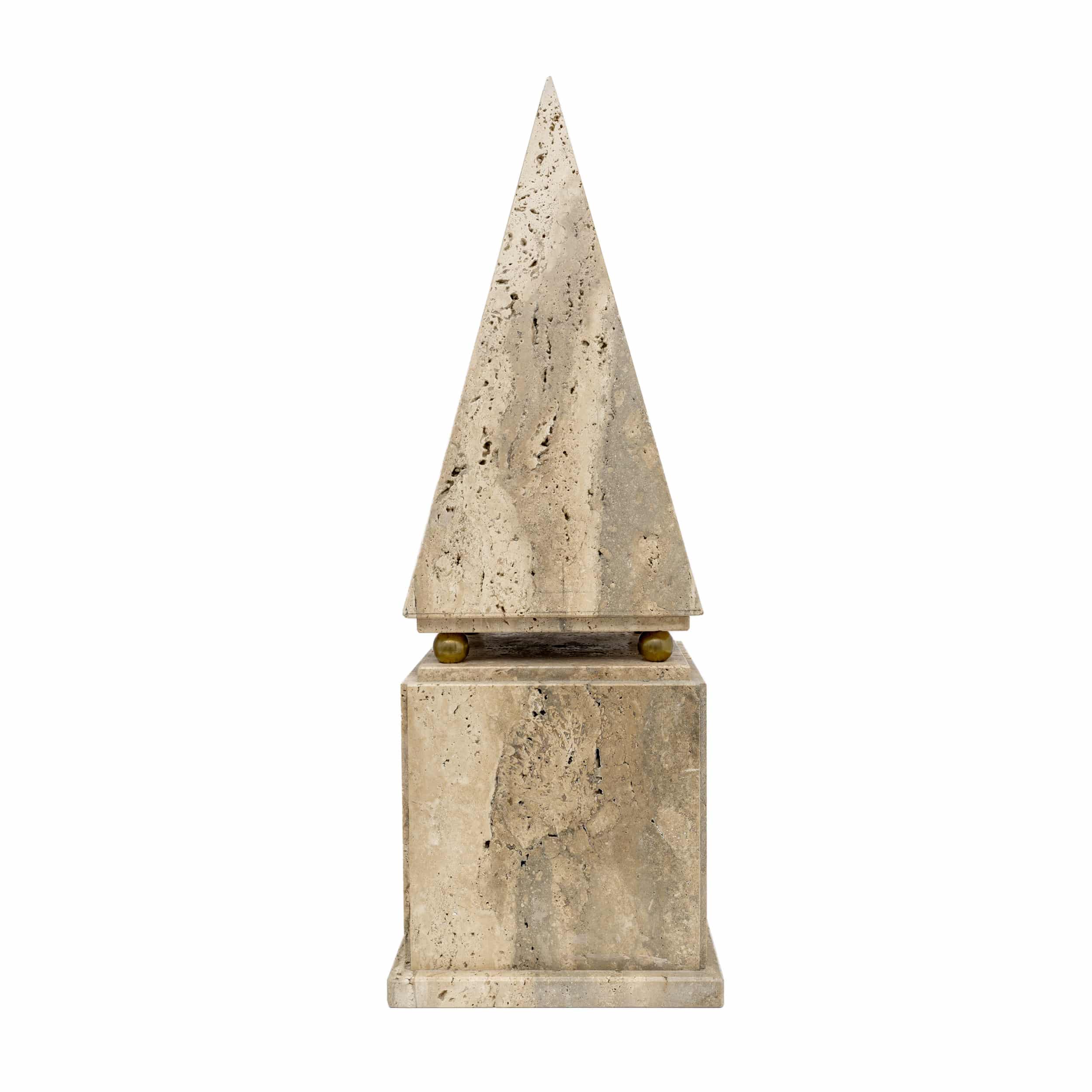 Pair of Italian Minimalist Roman Travertine Obelisk, Italy, 1970