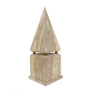Pair of Italian Minimalist Roman Travertine Obelisk, Italy, 1970