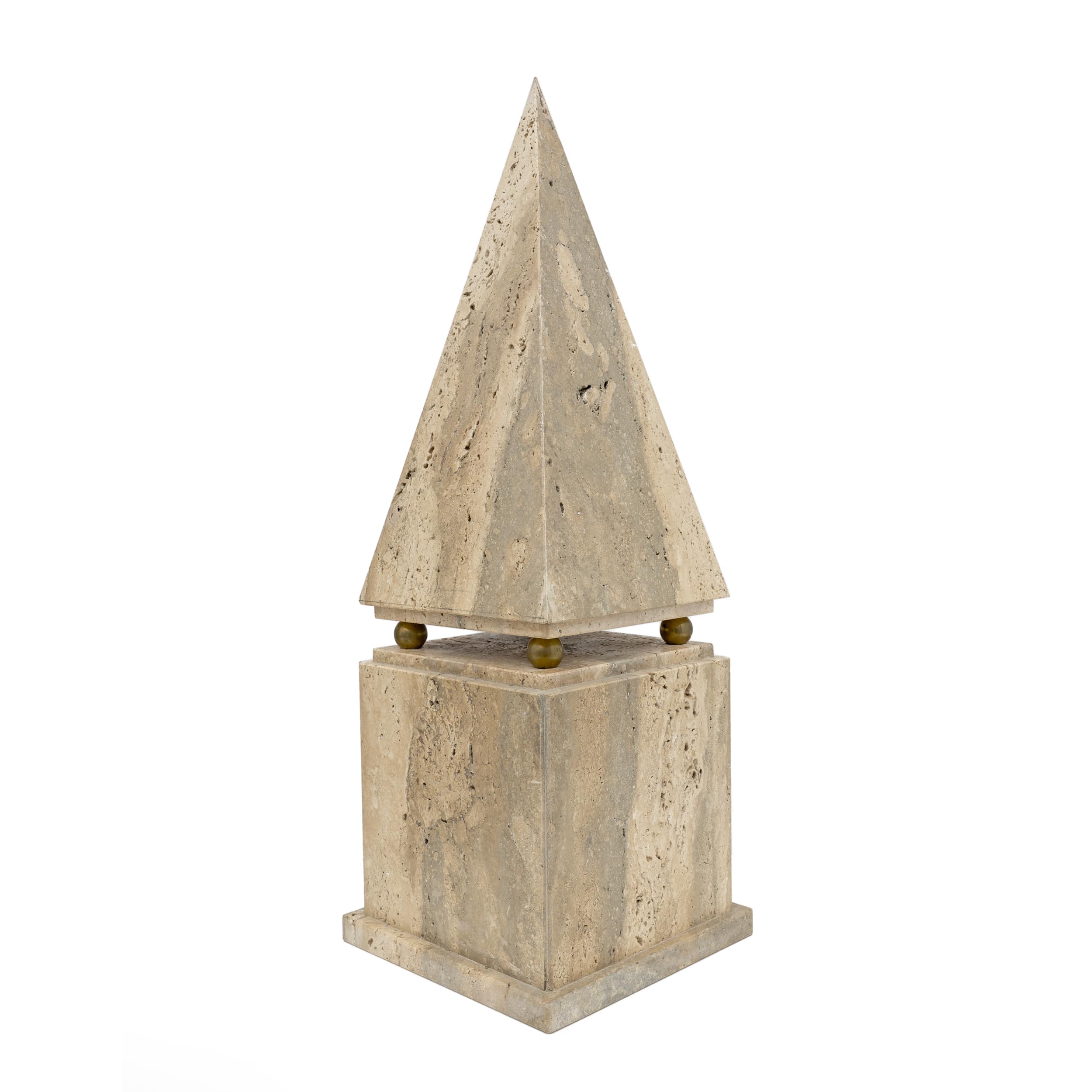 Pair of Italian Minimalist Roman Travertine Obelisk, Italy, 1970