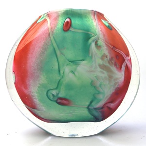 A large & heavy hand-blown French art glass Vase by Jean-Michel Operto C.20thC