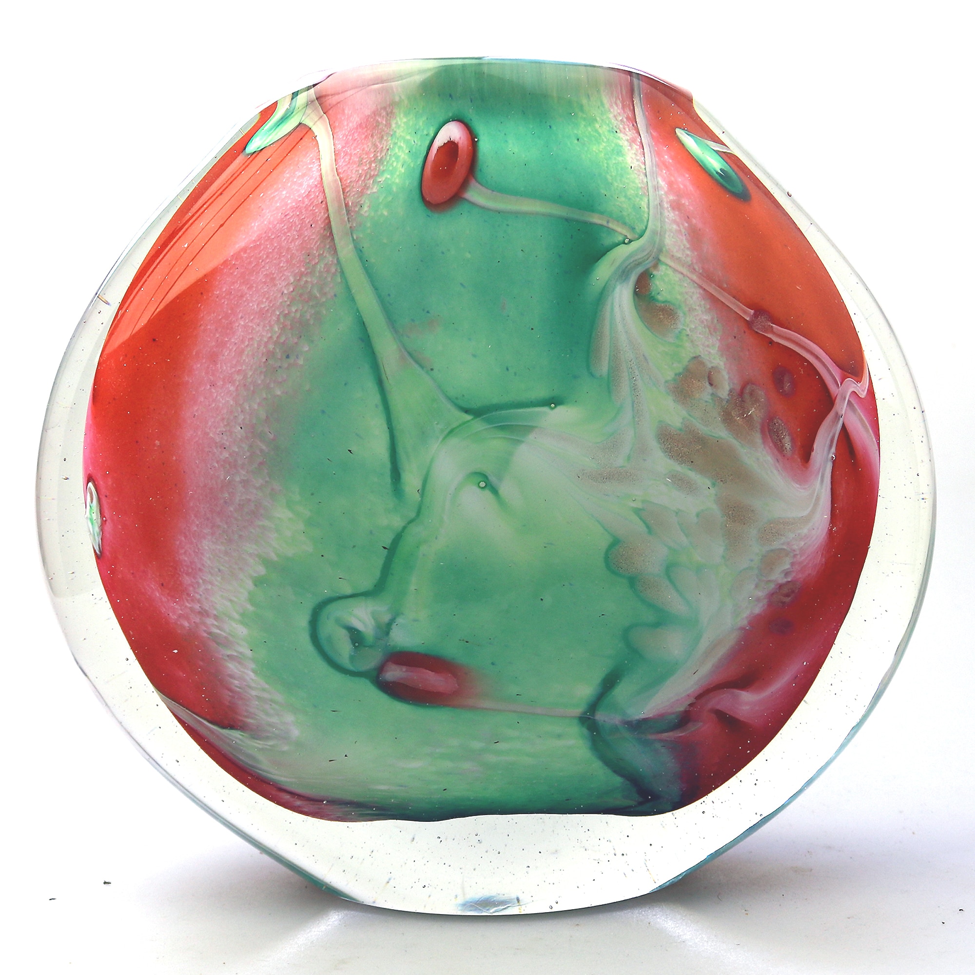 A large & heavy hand-blown French art glass Vase by Jean-Michel Operto C.20thC