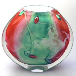 A large & heavy hand-blown French art glass Vase by Jean-Michel Operto C.20thC