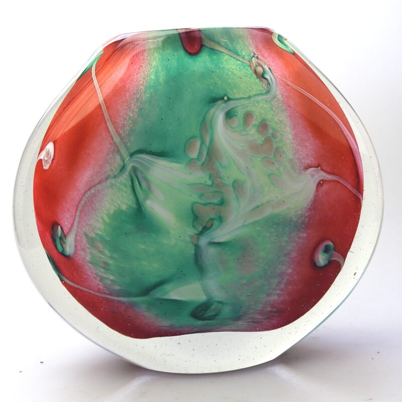A large & heavy hand-blown French art glass Vase by Jean-Michel Operto C.20thC