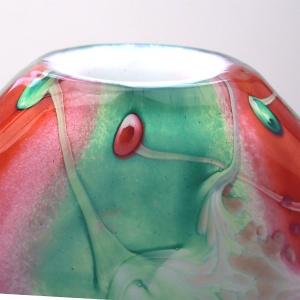 A large & heavy hand-blown French art glass Vase by Jean-Michel Operto C.20thC