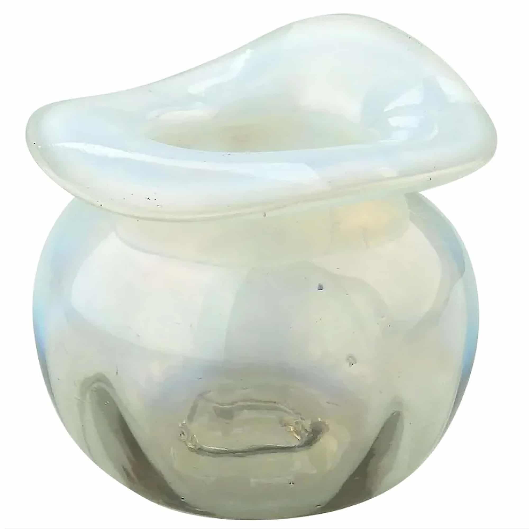 A small Art Nouveau James Powell opal art glass inverted-rim organic Vase C.1890