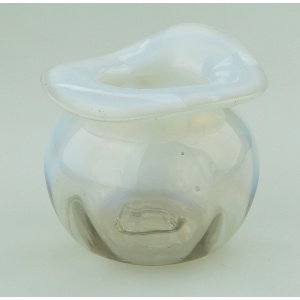 A small Art Nouveau James Powell opal art glass inverted-rim organic Vase C.1890