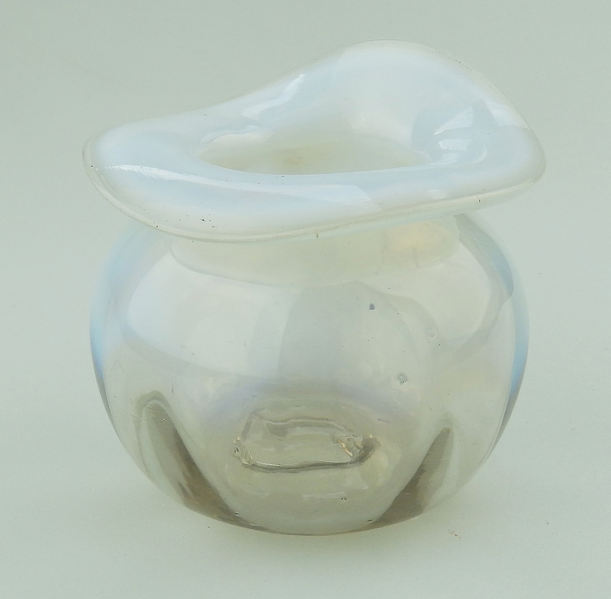 A small Art Nouveau James Powell opal art glass inverted-rim organic Vase C.1890