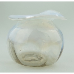A small Art Nouveau James Powell opal art glass inverted-rim organic Vase C.1890