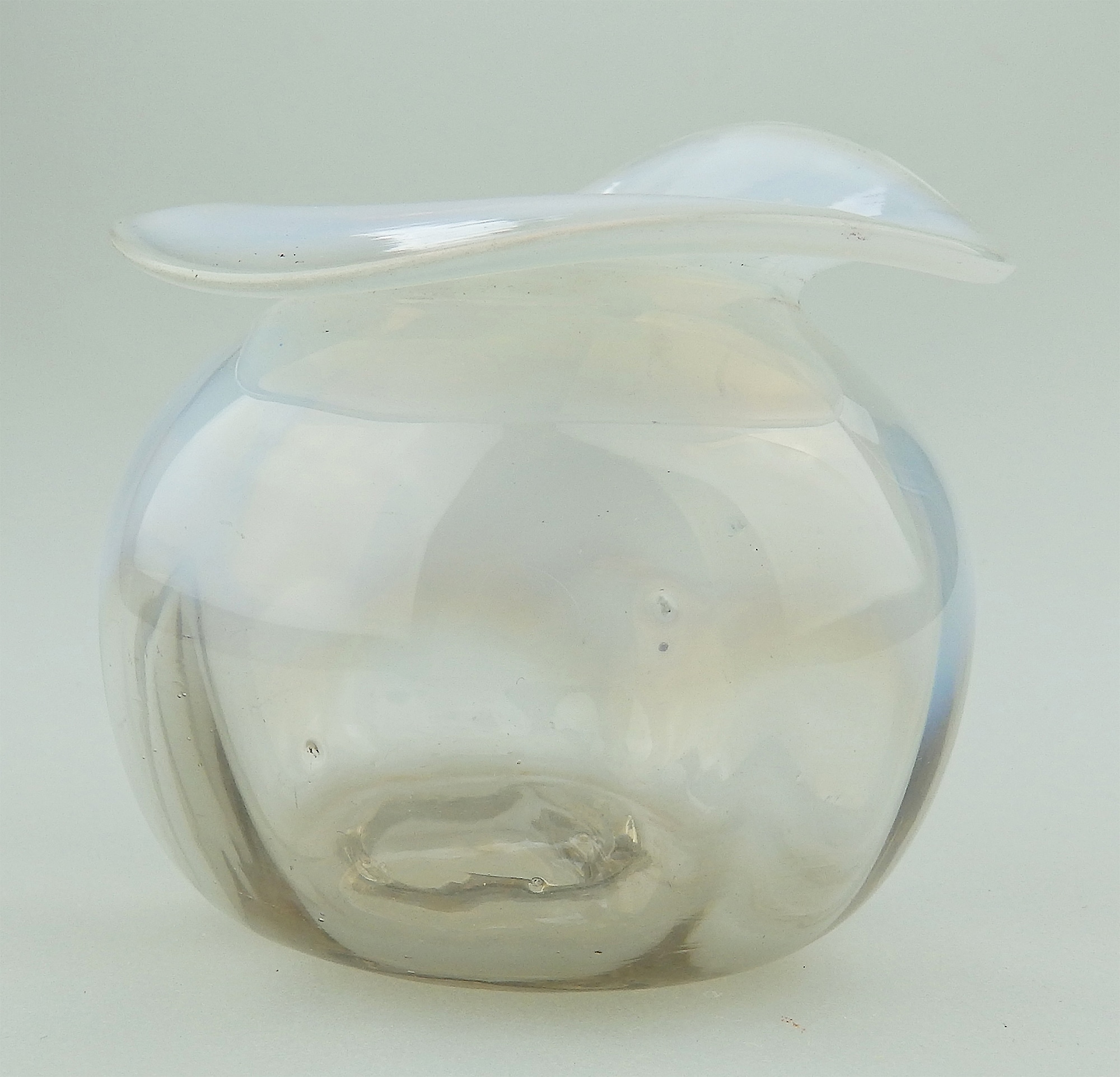 A small Art Nouveau James Powell opal art glass inverted-rim organic Vase C.1890