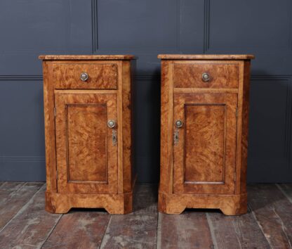 Antique Crafted English Antique Burr Walnut Bedside Cabinets x2 - Image 6