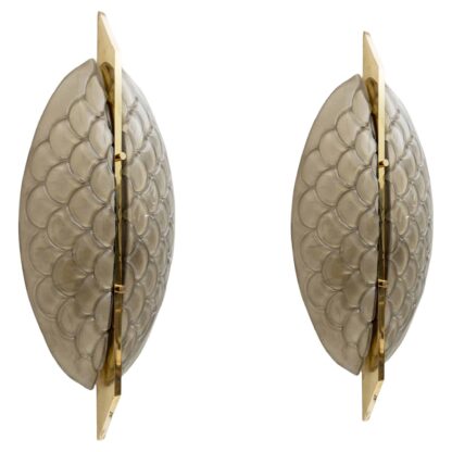 Pair of Modern Italian Murano Glass and Brass Sconces