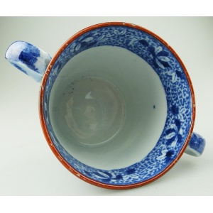 An antique Georgian pearlware Spode Pottery B&W transferware Loving Cup C.1810