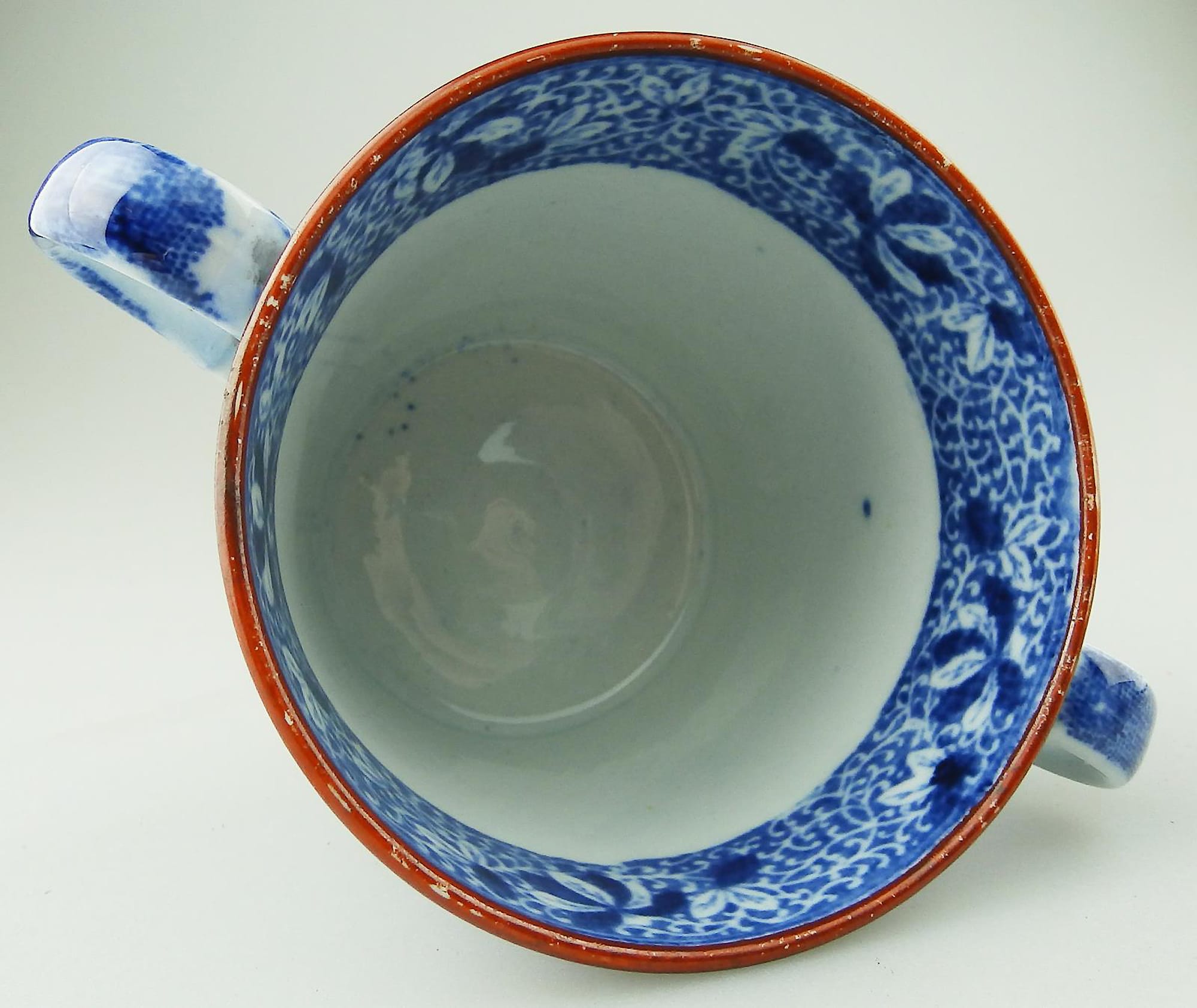 An antique Georgian pearlware Spode Pottery B&W transferware Loving Cup C.1810