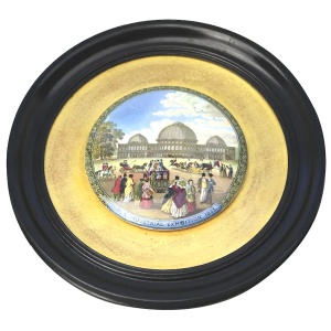 Antique pottery Pot Lid Dublin Industrial Exhibition 1853 Irish interest C.19thC