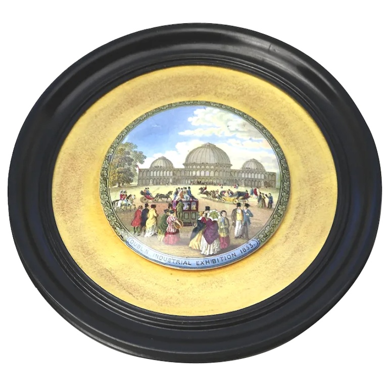 Antique pottery Pot Lid Dublin Industrial Exhibition 1853 Irish interest C.19thC