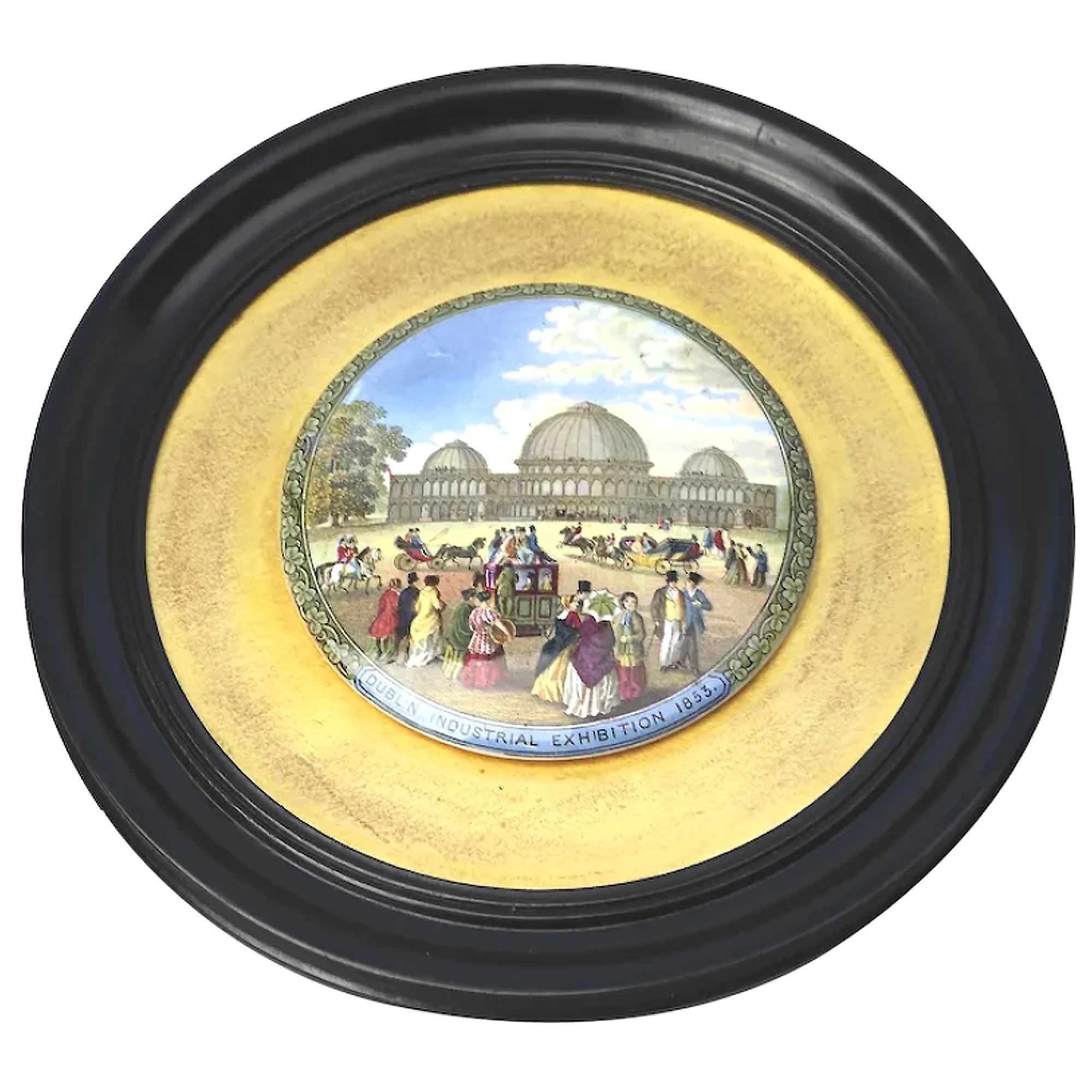Antique pottery Pot Lid Dublin Industrial Exhibition 1853 Irish interest C.19thC
