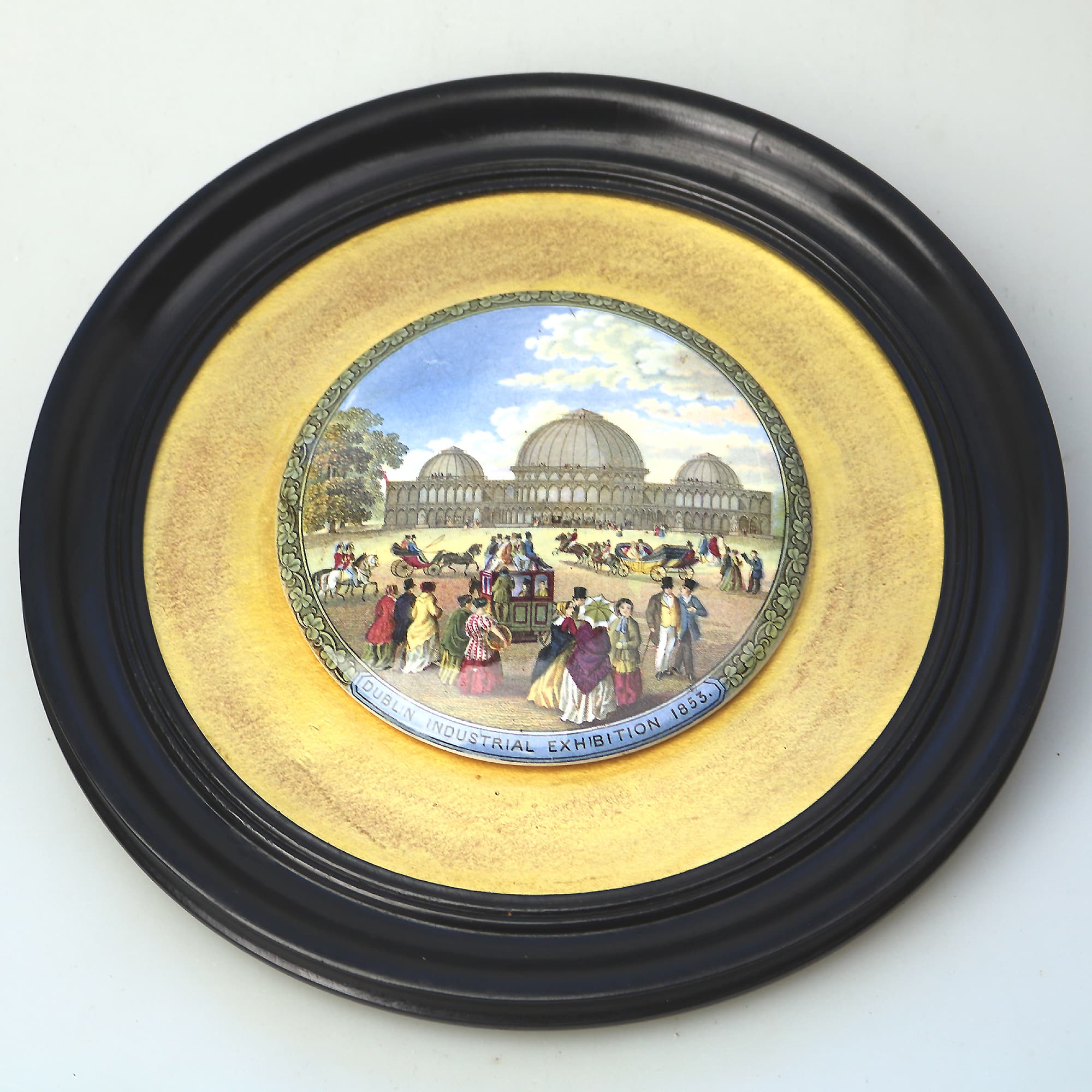 Antique pottery Pot Lid Dublin Industrial Exhibition 1853 Irish interest C.19thC