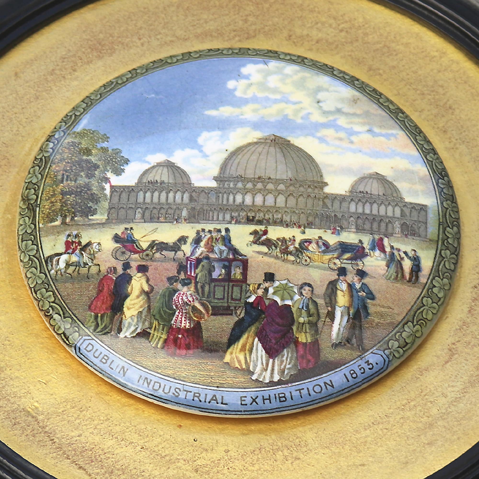 Antique pottery Pot Lid Dublin Industrial Exhibition 1853 Irish interest C.19thC