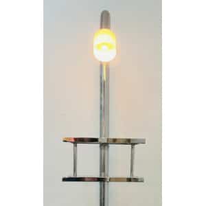 Vintage Italian Twin Shelf Angled Chrome Floor Lamp, 1970s
