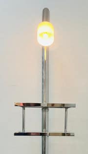 Vintage Italian Twin Shelf Angled Chrome Floor Lamp, 1970s