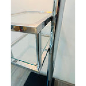 Vintage Italian Twin Shelf Angled Chrome Floor Lamp, 1970s