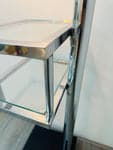 Vintage Italian Twin Shelf Angled Chrome Floor Lamp, 1970s