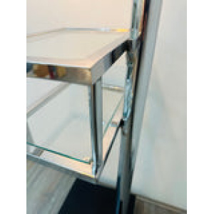 Vintage Italian Twin Shelf Angled Chrome Floor Lamp, 1970s