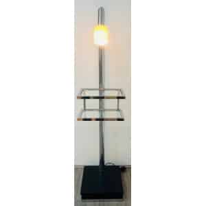 Vintage Italian Twin Shelf Angled Chrome Floor Lamp, 1970s