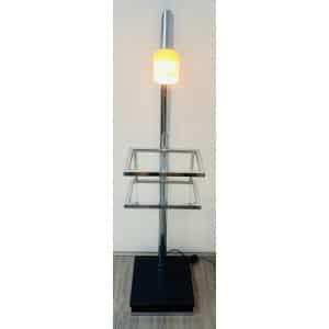 Vintage Italian Twin Shelf Angled Chrome Floor Lamp, 1970s
