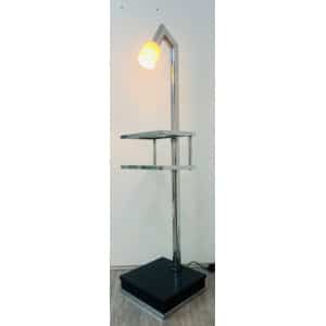 Vintage Italian Twin Shelf Angled Chrome Floor Lamp, 1970s