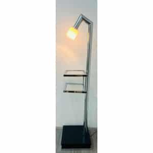 Vintage Italian Twin Shelf Angled Chrome Floor Lamp, 1970s
