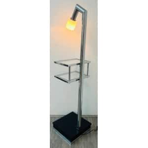 Vintage Italian Twin Shelf Angled Chrome Floor Lamp, 1970s