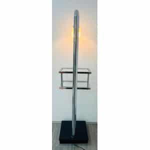Vintage Italian Twin Shelf Angled Chrome Floor Lamp, 1970s