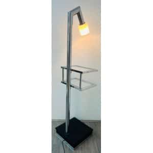 Vintage Italian Twin Shelf Angled Chrome Floor Lamp, 1970s