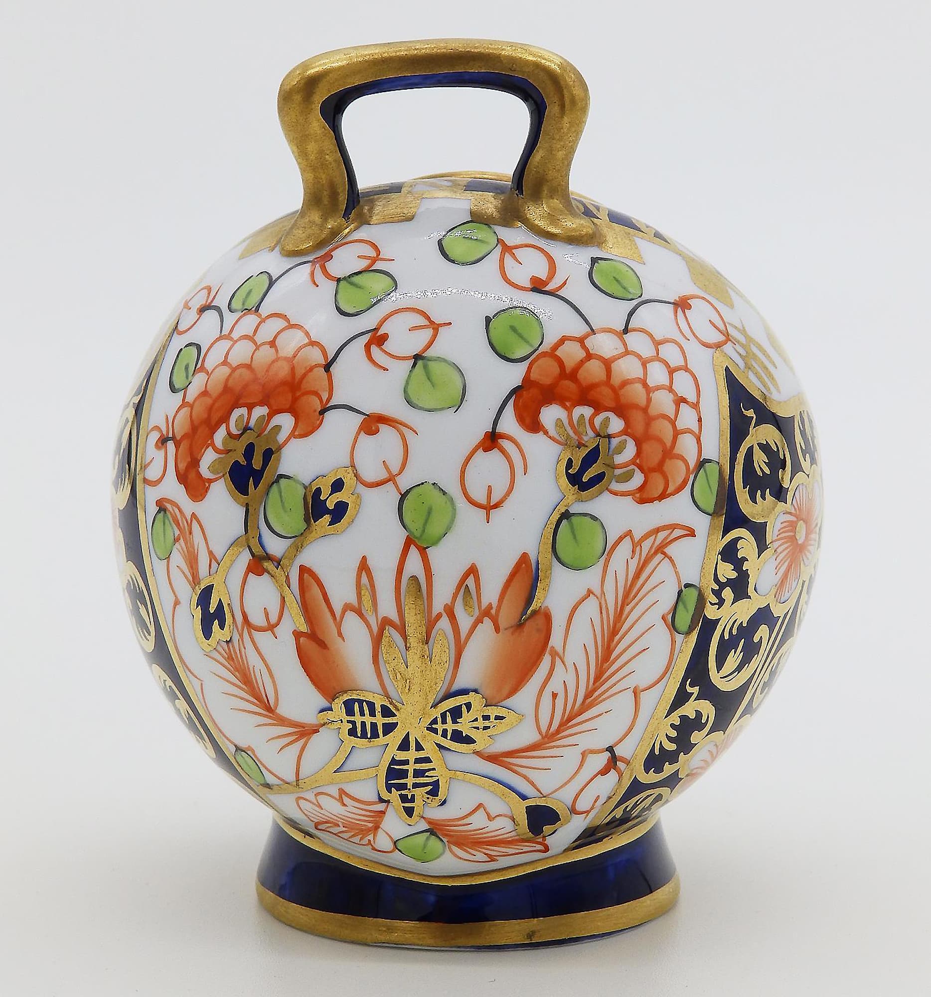 Antique English novelty Imari Royal Crown Derby porcelain Miniature Vase C.1920