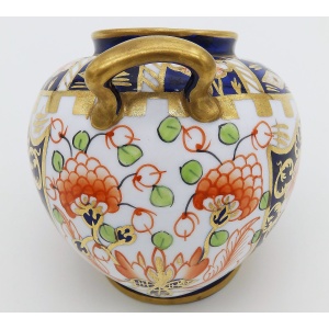 Antique English novelty Imari Royal Crown Derby porcelain Miniature Vase C.1920
