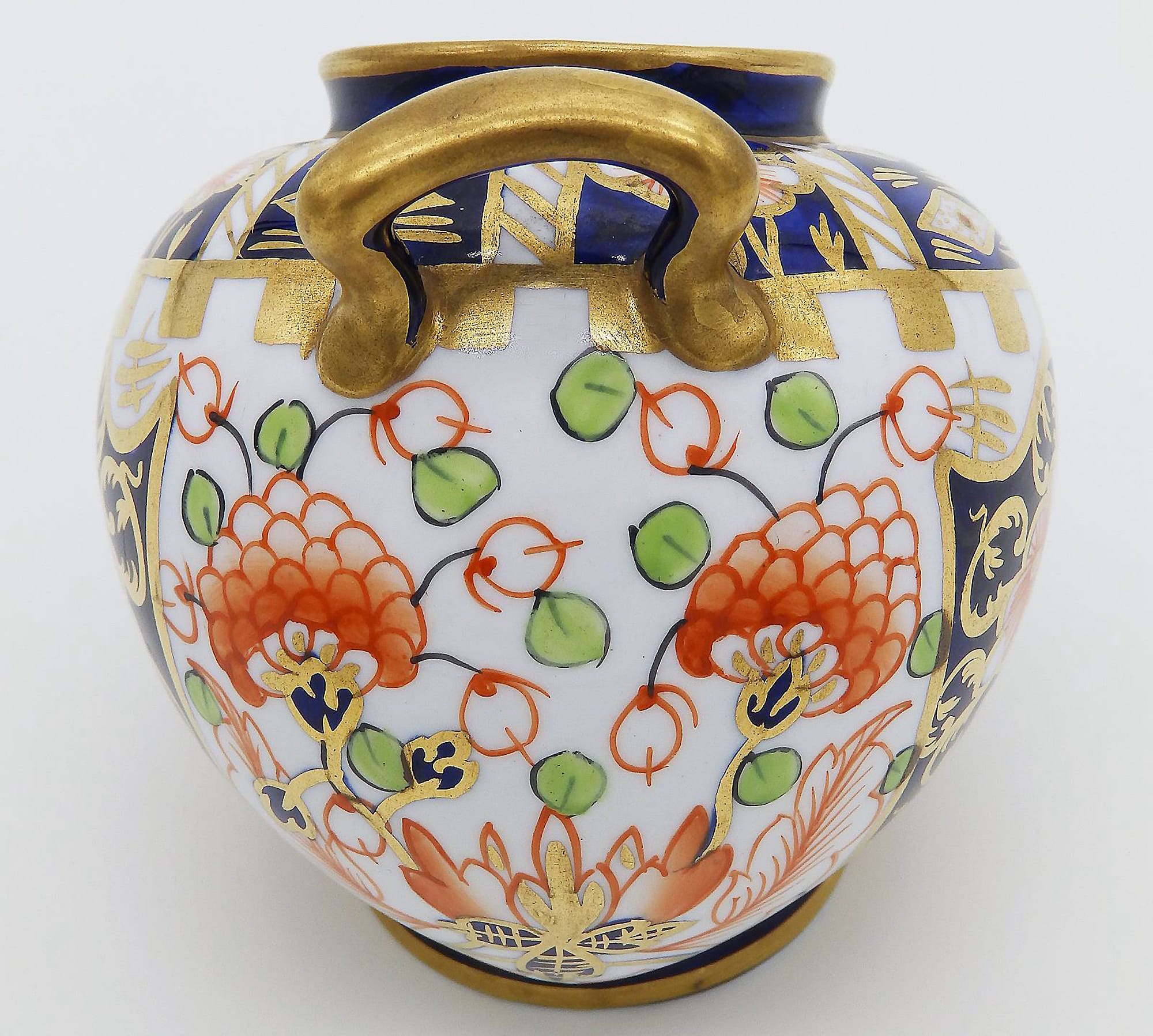 Antique English novelty Imari Royal Crown Derby porcelain Miniature Vase C.1920
