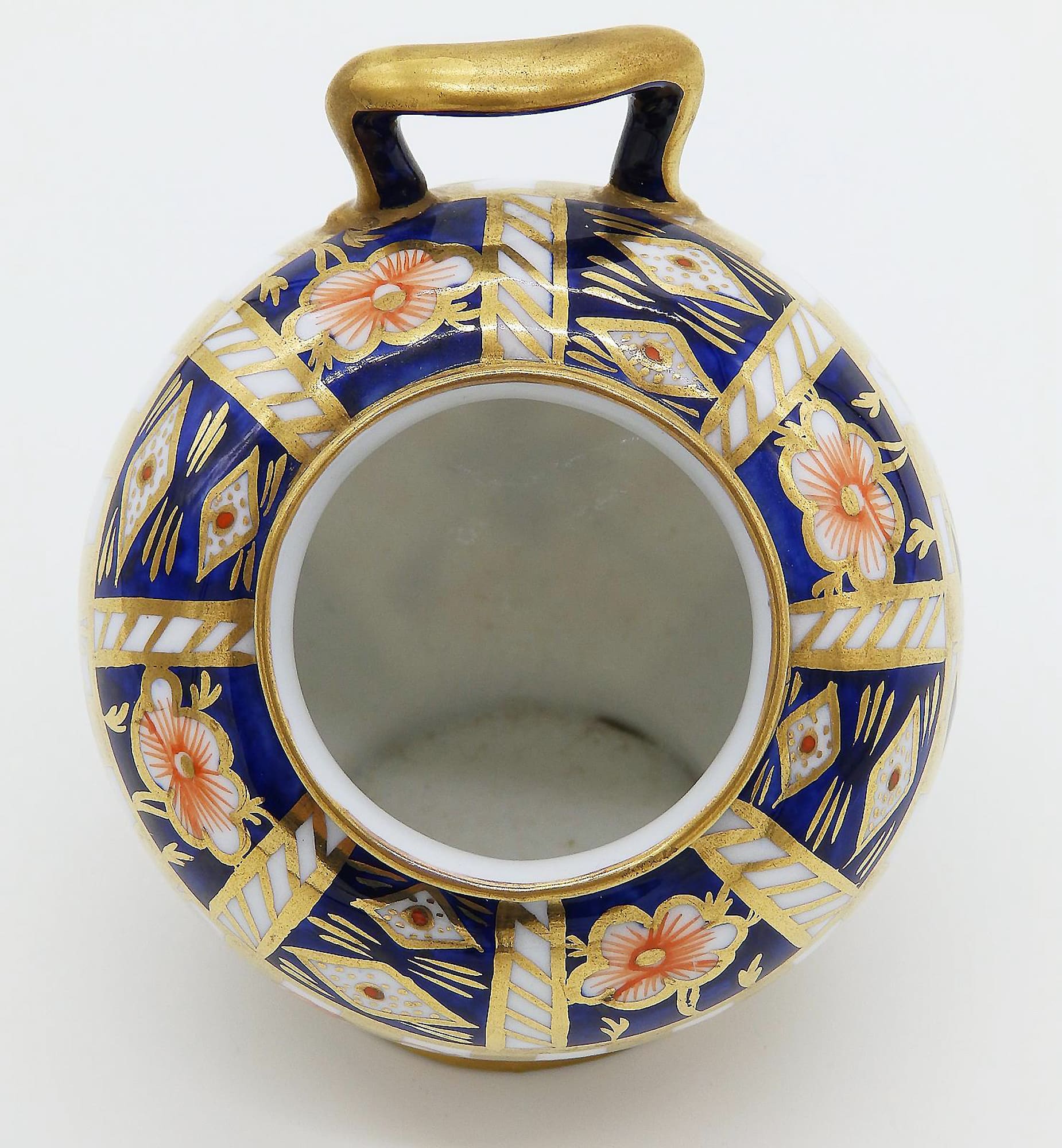 Antique English novelty Imari Royal Crown Derby porcelain Miniature Vase C.1920