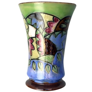 An unusual antique Art Deco Royal Doulton pottery Jazz pattern Vase C.1920+