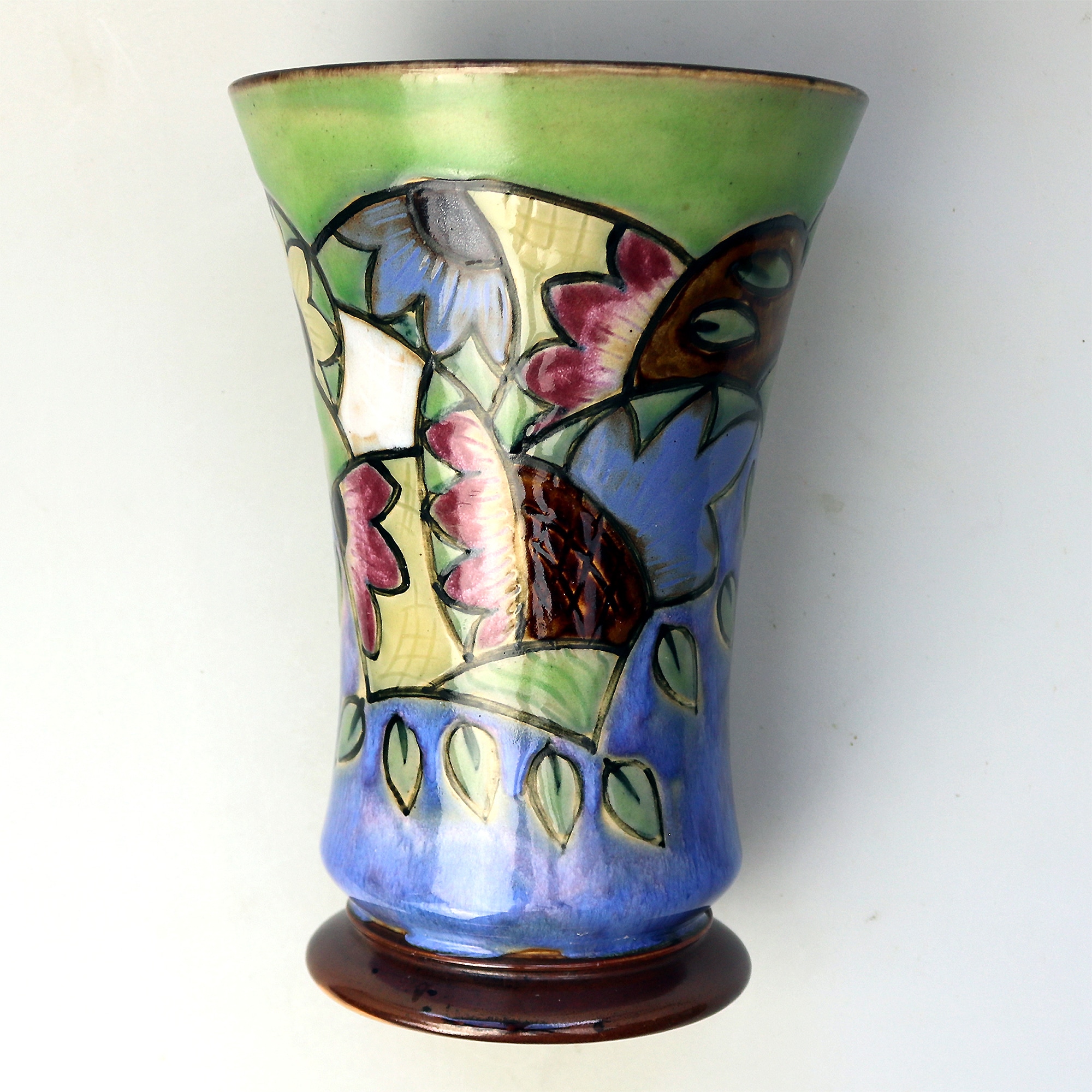 An unusual antique Art Deco Royal Doulton pottery Jazz pattern Vase C.1920+