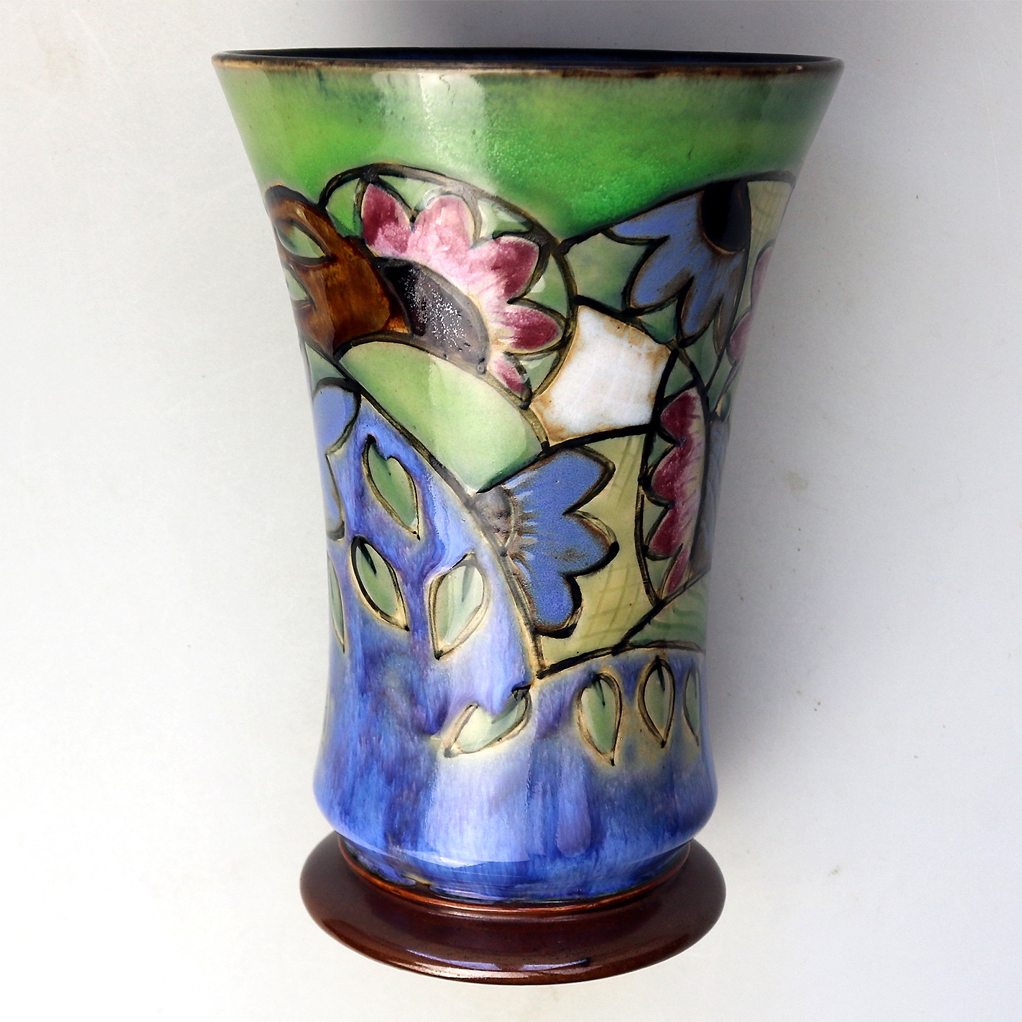 An unusual antique Art Deco Royal Doulton pottery Jazz pattern Vase C.1920+