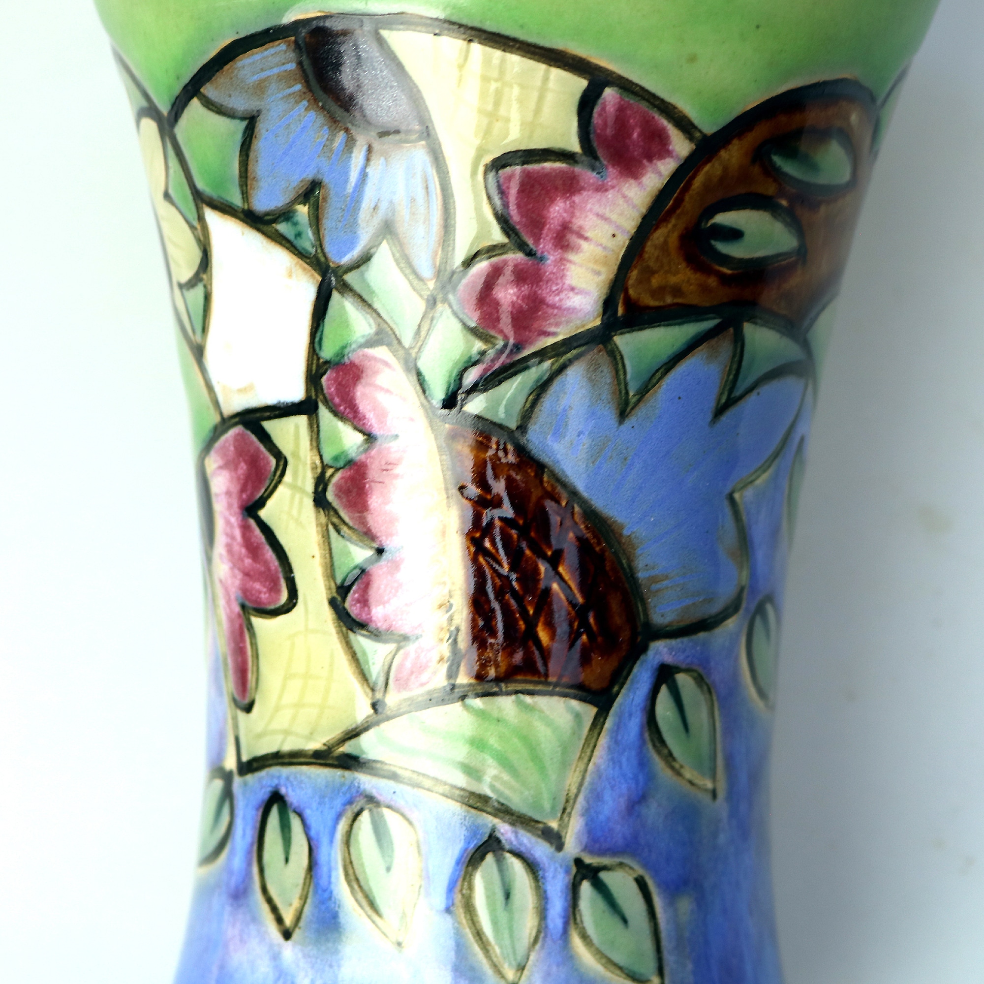 An unusual antique Art Deco Royal Doulton pottery Jazz pattern Vase C.1920+