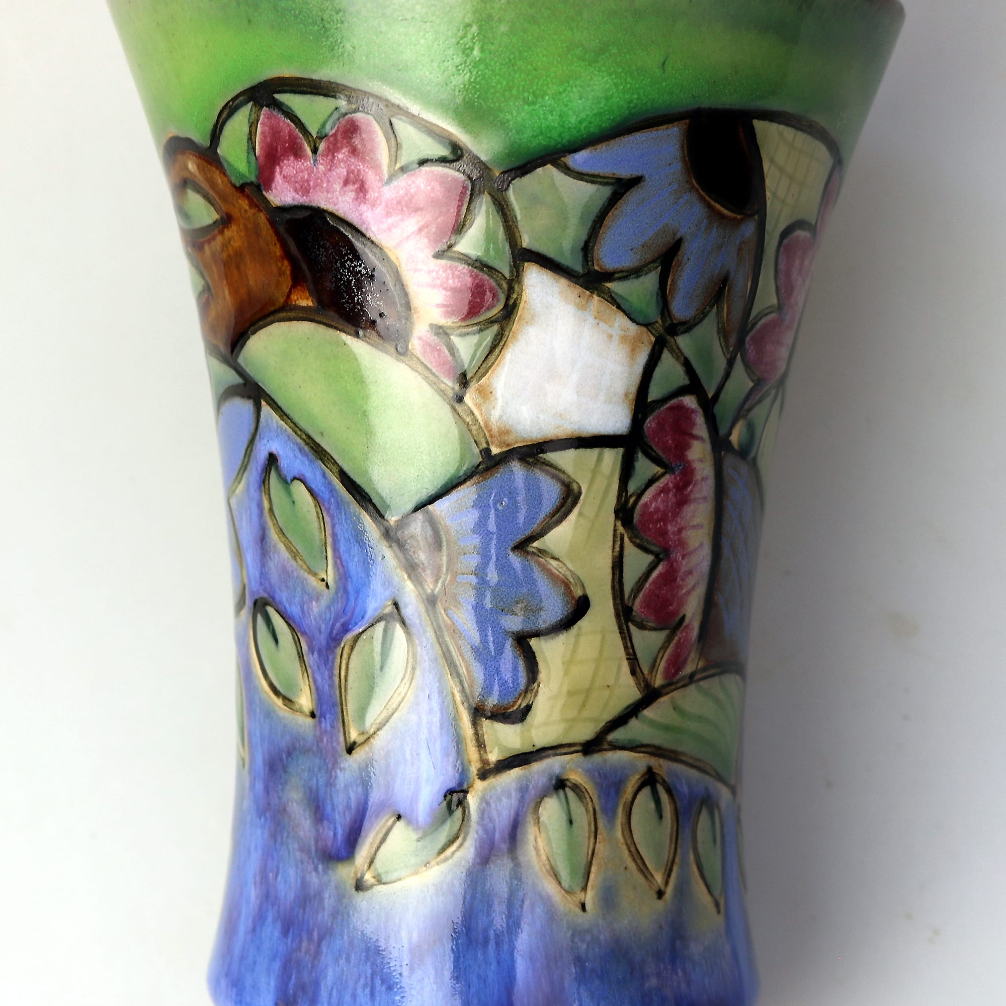 An unusual antique Art Deco Royal Doulton pottery Jazz pattern Vase C.1920+