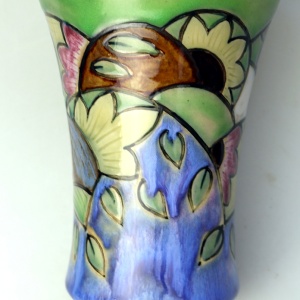 An unusual antique Art Deco Royal Doulton pottery Jazz pattern Vase C.1920+